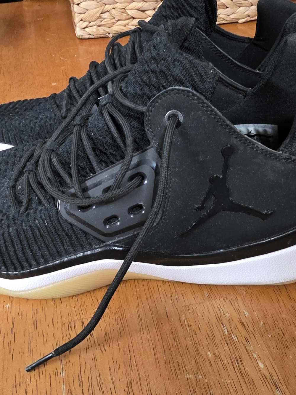 Jordan Men's Black Knit High-Top Sneakers with White Sole